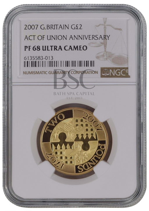 Elizabeth II, 2007 Gold Proof "Act of Union" Two Pounds NGC PF68 Ultra Cameo