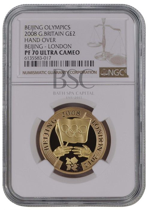 Elizabeth II, 2008 Gold Proof "Olympic Handover" Two Pounds NGC PF70 Ultra Cameo