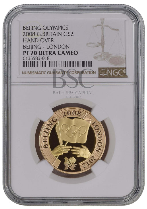 Elizabeth II, 2008 Gold Proof "Olympic Handover" Two Pounds NGC PF70 Ultra Cameo