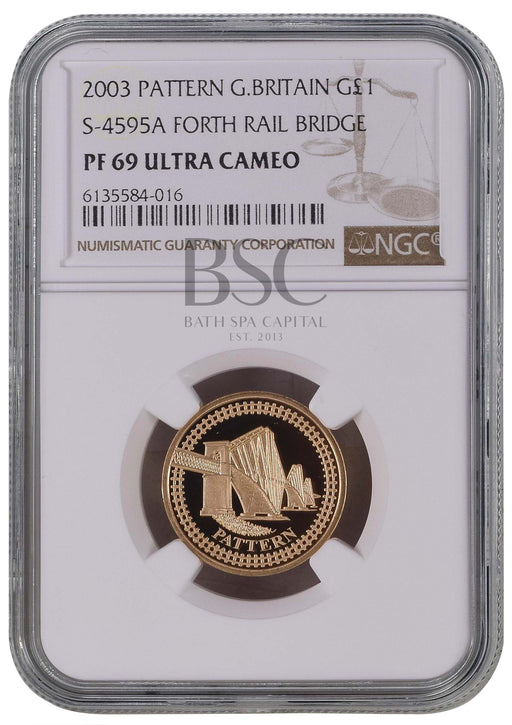 Elizabeth II, 2003 Gold Proof "Forth Rail Bridge" Pattern One Pound NGC PF69 Ultra Cameo