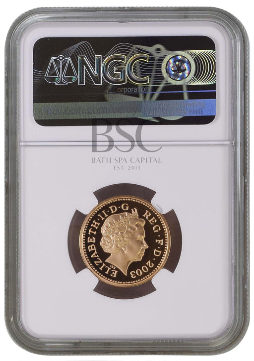 Elizabeth II, 2003 Gold Proof "Egyptian Arch Bridge" Pattern One Pound NGC PF70 Ultra Cameo