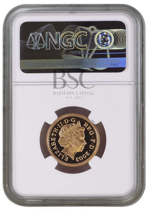 Elizabeth II, 2003 Gold Proof "Millennium Bridge" Pattern One Pound NGC PF70 Ultra Cameo