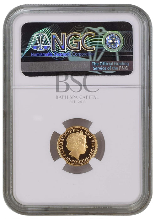 Elizabeth II, 2010 Gold Proof Britannia Ten Pounds NGC PF70 Ultra Cameo