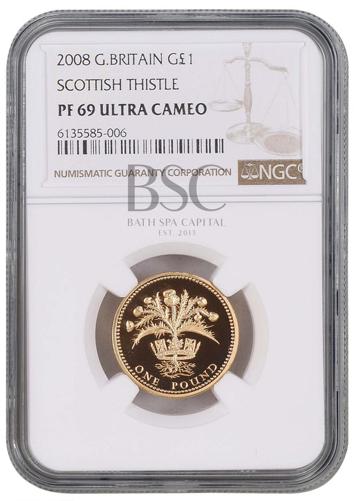 Elizabeth II, 2008 Gold Proof "Scottish Thistle" One Pound NGC PF69 Ultra Cameo