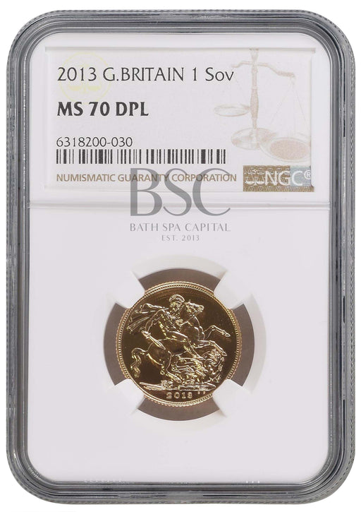 Elizabeth II, 2013 Gold Sovereign NGC MS70 Deep Proof-Like