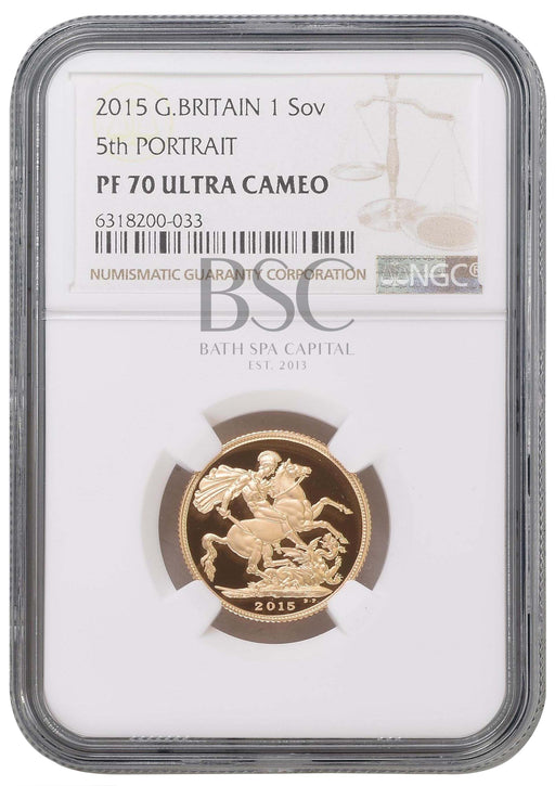 Elizabeth II, 2015 Gold Proof Sovereign NGC PF70 Ultra Cameo