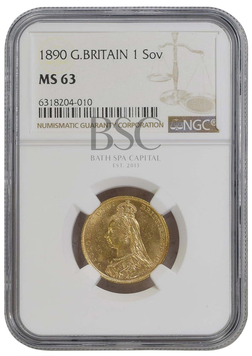 Victoria, 1890 "Jubilee Bust" Gold Sovereign NGC MS63