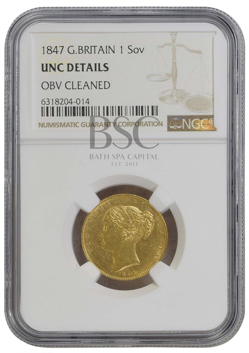 Victoria, 1847 "Young Head" Gold Sovereign NGC Uncirculated