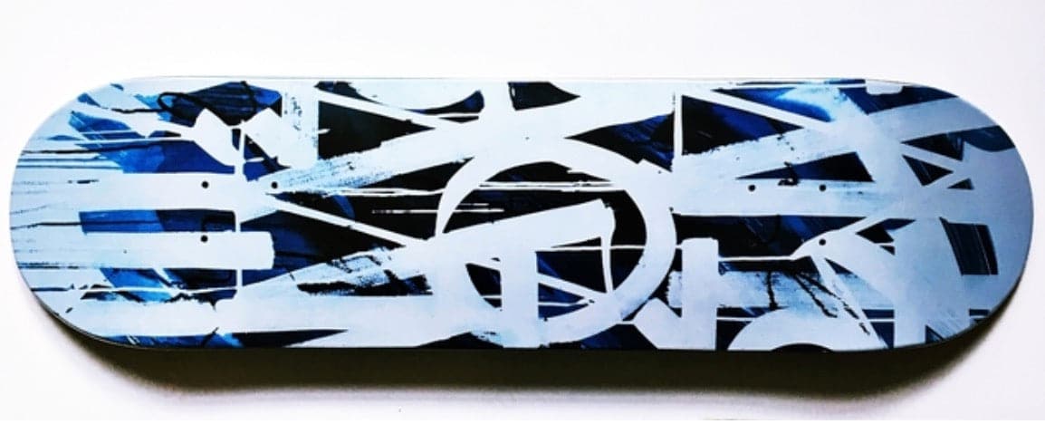 Original Limited Edition Skateboard Skate Deck (Blue), 2018 by RETNA - BSC Collectibles
